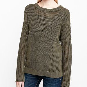 Olive Green 100% Cotton Cable-Knit Open-Stitch High Quality Tunic Sweater